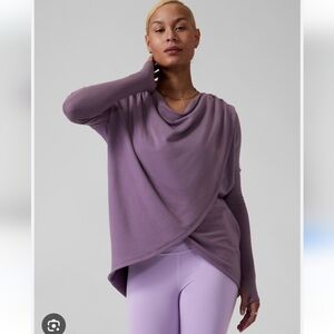 Athleta Purana Wrap Sweatshirt Hoodie Dark Sky Violet Womens Size M Pockets
